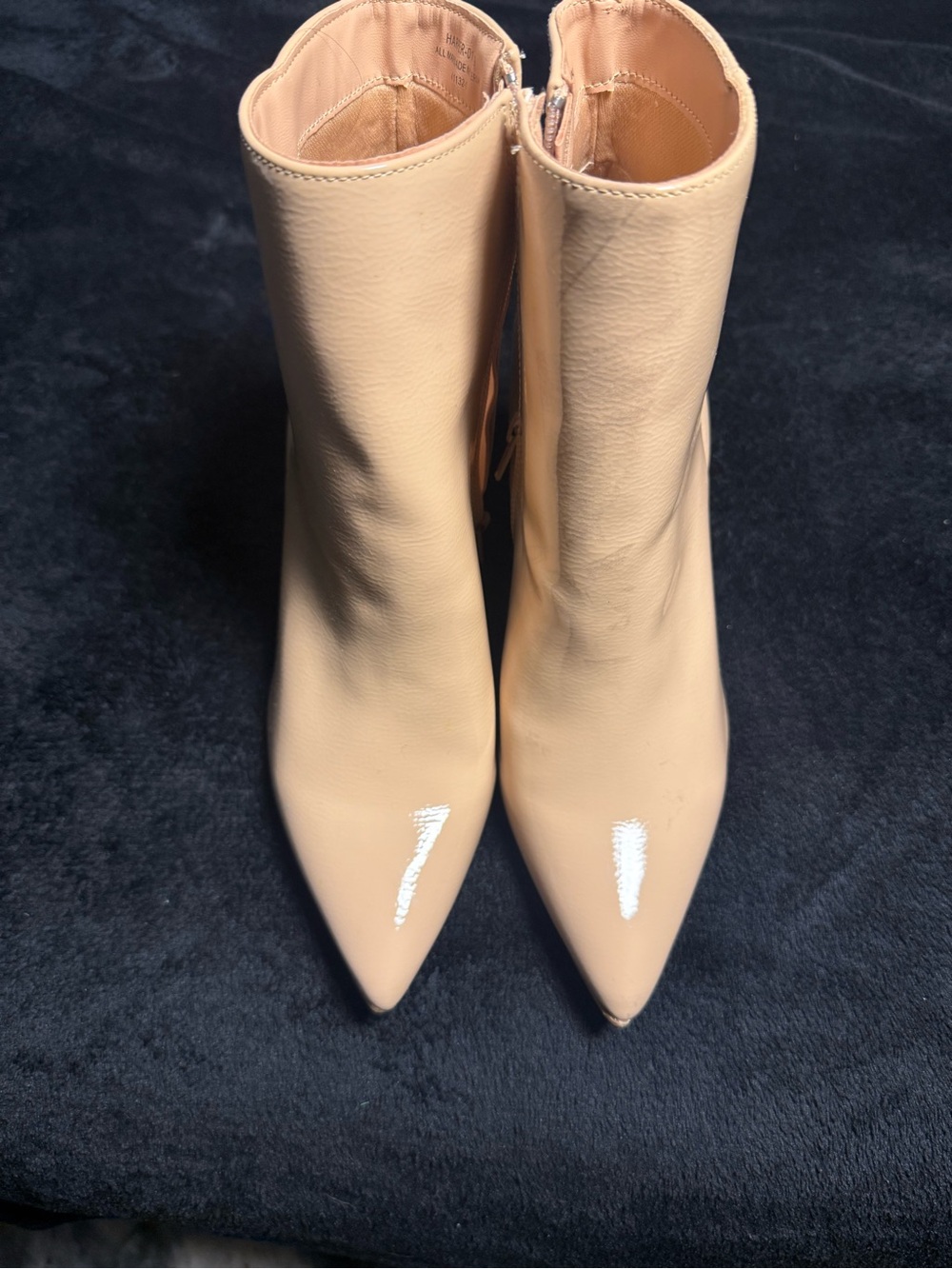 BAMBOO Beige Pointed Toe Ankle Booties